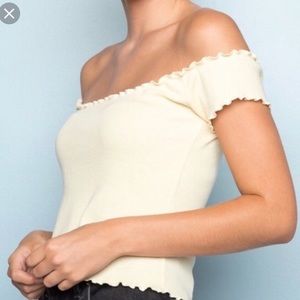Brandy Melville Pastel Yellow Off the shoulder top